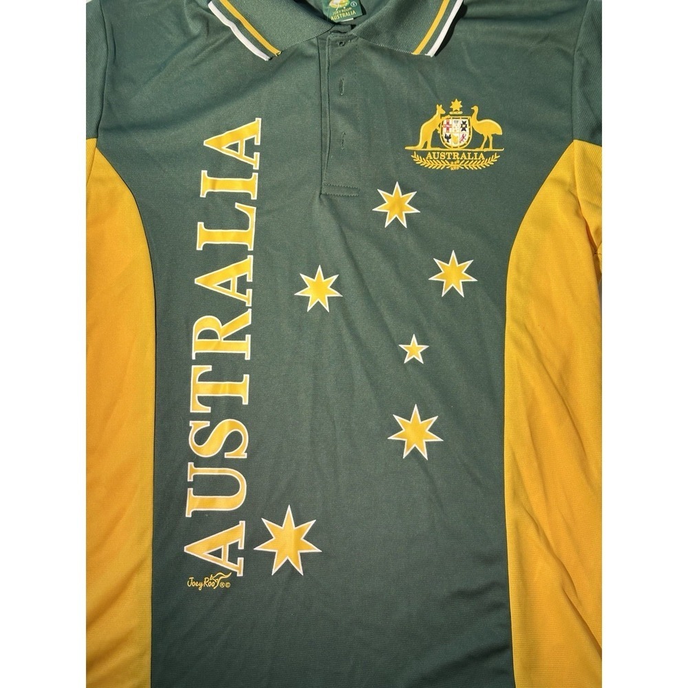 Australia Rugby Jersey Joey Roo Socceroos Football Shirt Gold & Green SZ Small - Picture 2 of 8